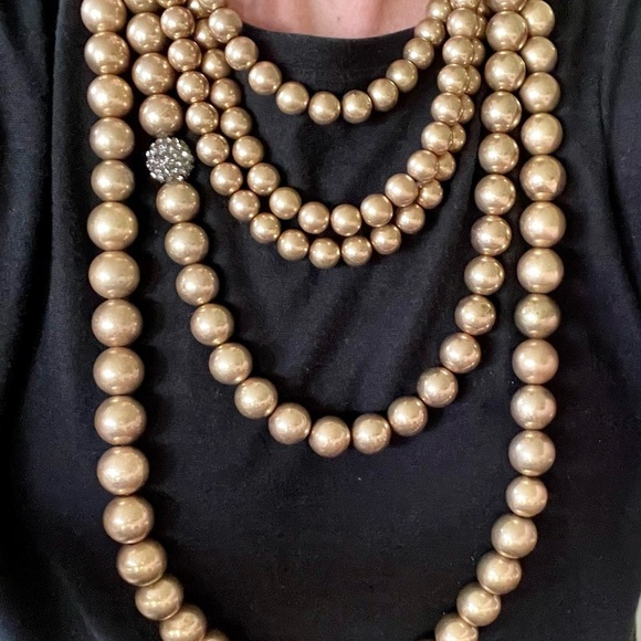Anthropologie Gold Jumbo Beaded Necklace - Picture 4 of 8